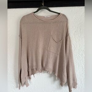 Casual Tan Sweater with Pocket